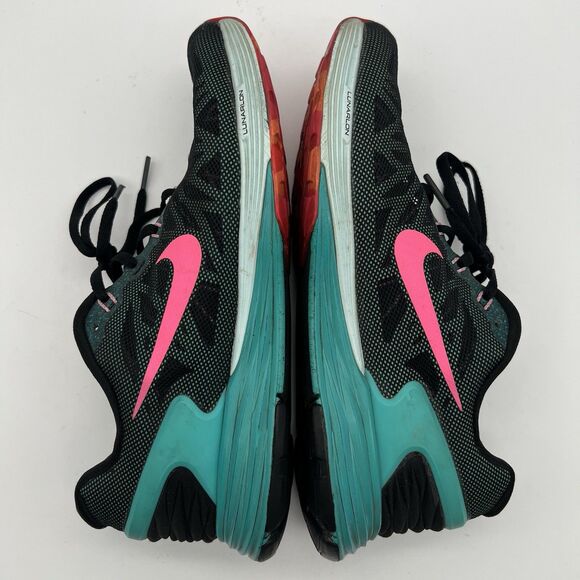 Nike Lunarglide 6 Women’s 8.5 Black Green Pink Running Shoe 654434-002 - Picture 4 of 14